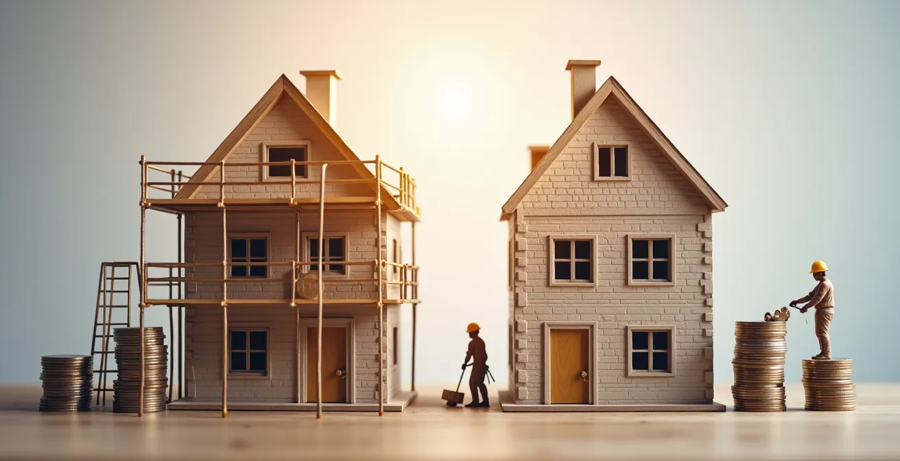Comparaison visuelle entre rénovation d'ampleur et rénovation par geste avec les montants d'aides