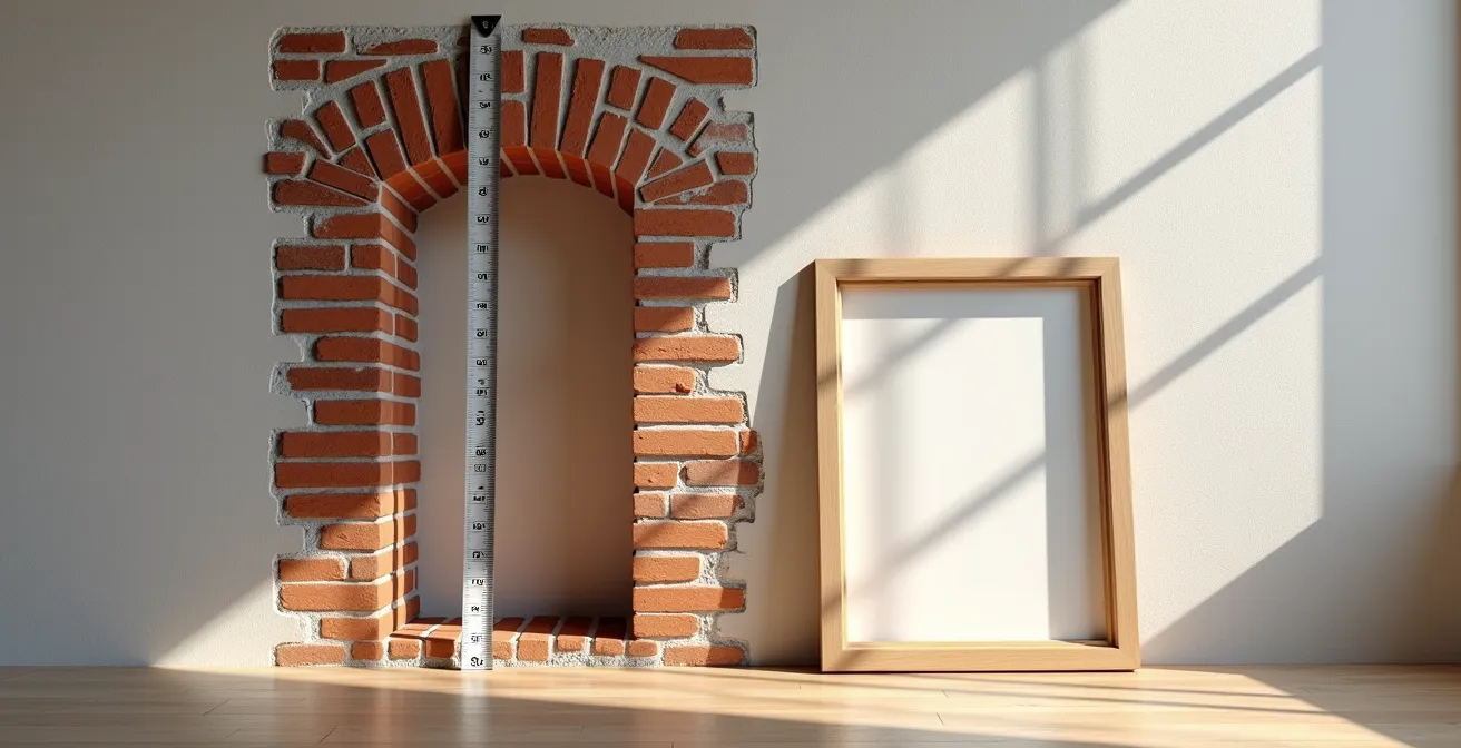 Coupe technique d'un mur montrant les différentes dimensions pour la pose d'une fenêtre